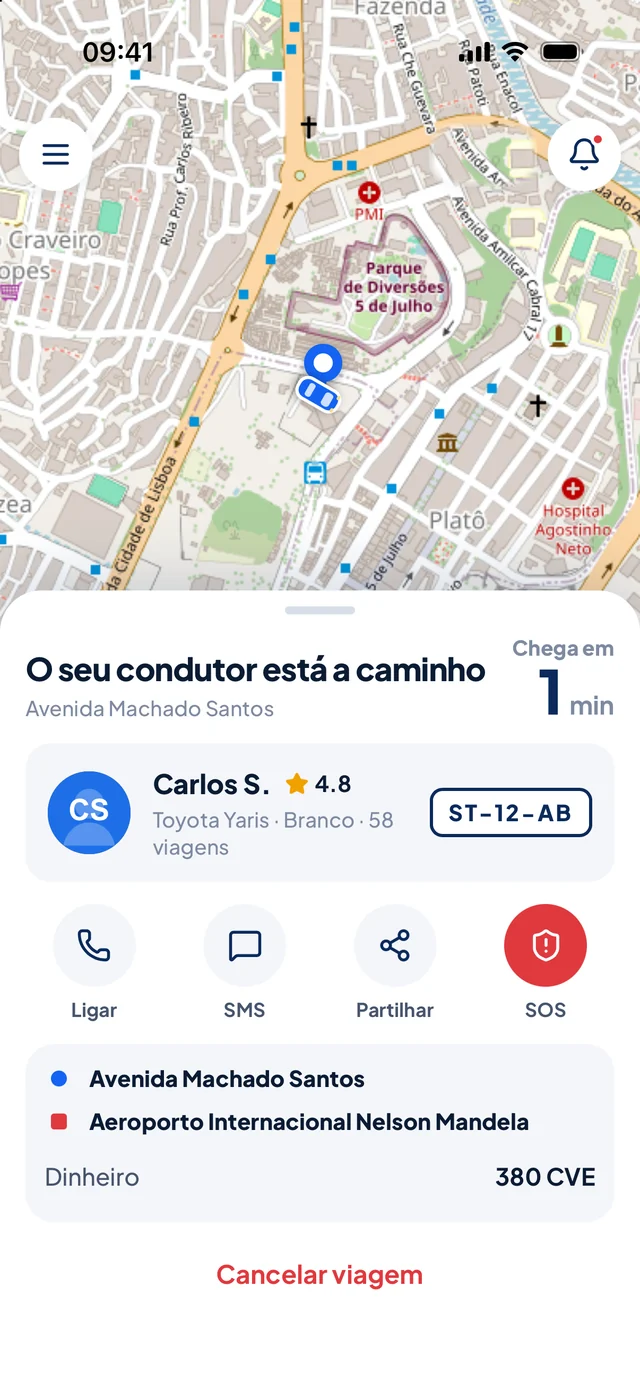 O condutor chega: nome, matrícula e avaliação